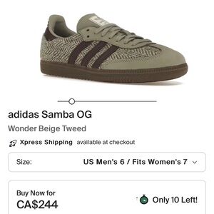 adidas Samba OG Wonder Beige Tweed Sneakers